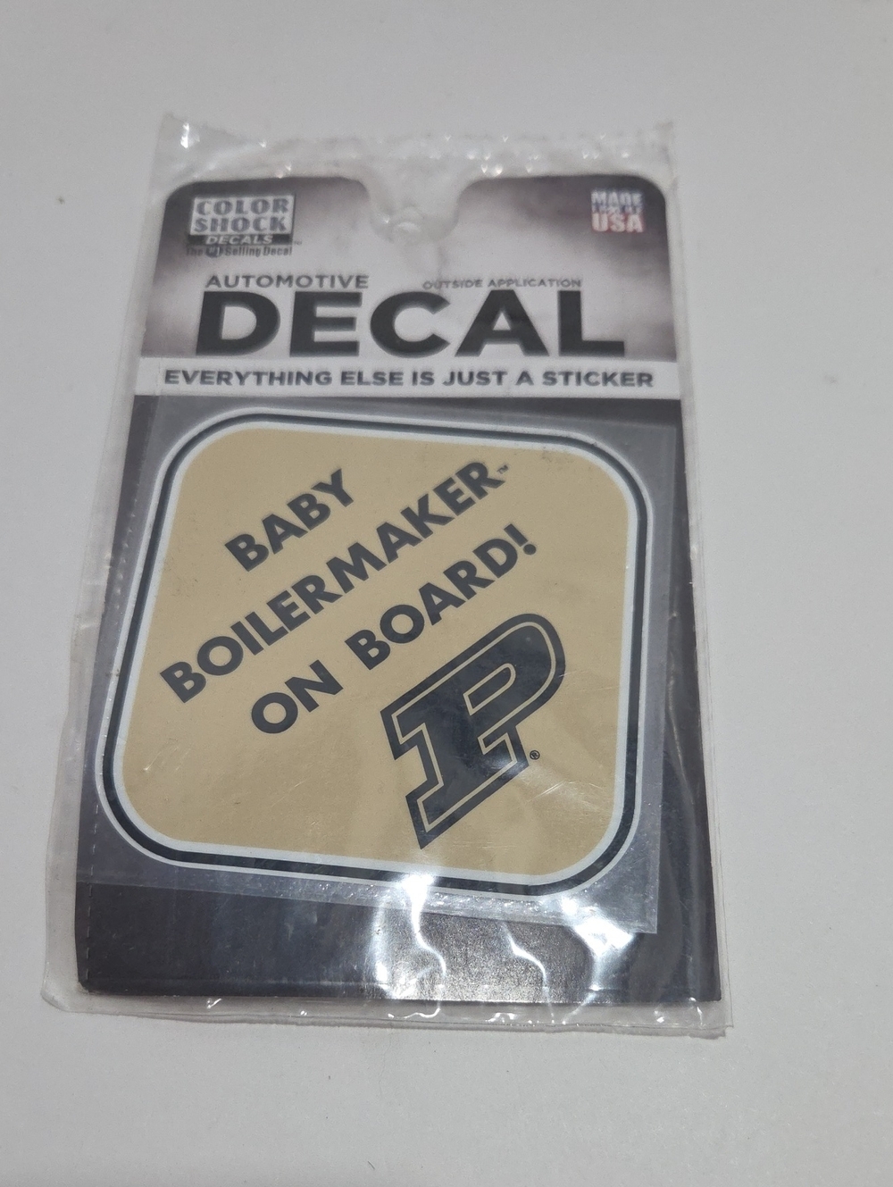 Purdue "Baby Boilermaker On Board" Automotive Decal - Gold/Black